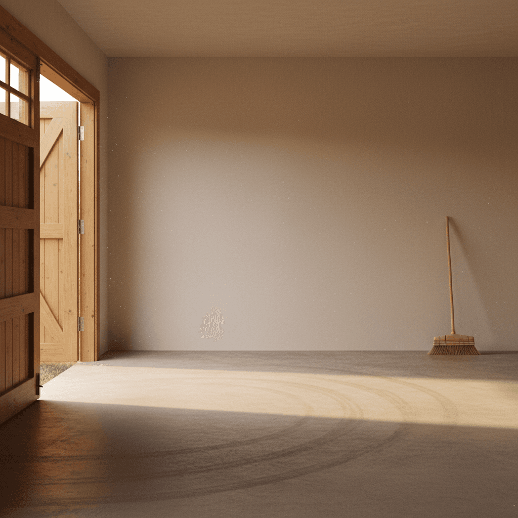 A clean, empty garage after a junk removal service.