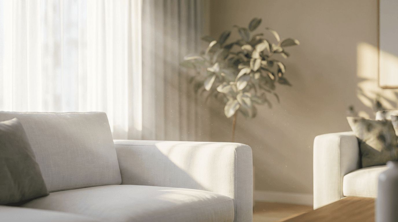 Bright empty living room after a professional clean-out with sunlight and clean floors